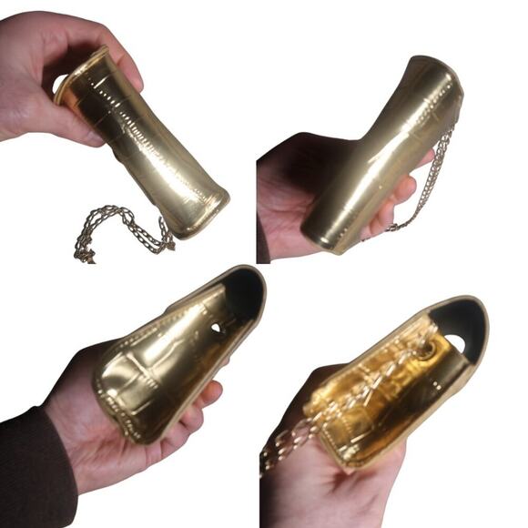 Gold Mini Bag Crossbody Clutch MakeupBag Mobwife Glam Girlhoodcore Snap Button - Picture 5 of 8